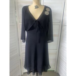 VTG Cynthia Howie Maggy Boutique Black Chiffon A Line Tank Dress & Jacket Sz 10